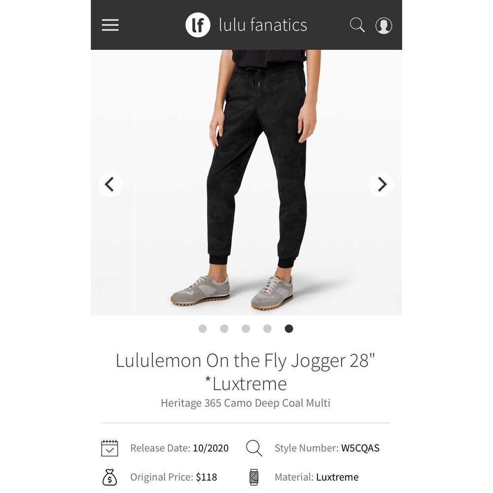 Lululemon On The Fly Luxtreme 28” Jogger Sz. 8 Camo Deep Coal